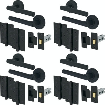 EAI TBar Hinge and Latch Kit 66mm Matt Black Pack of 4 DIY