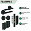 EAI - T-Bar Lever on Rose Handles Bathroom Kit / Pack - 66mm Bathroom Lock - 76mm Hinge - Matt Black