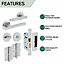 EAI - T-Bar Lever on Rose Handles Bathroom Kit / Pack - 66mm Bathroom Lock - 76mm Hinge - Polished Chrome