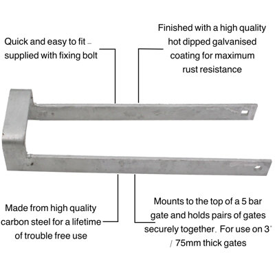 EAI Throw Over Gate Loop Catch Latch for75mm Gate - 14" / 350mm - Hot Dip Galvanised