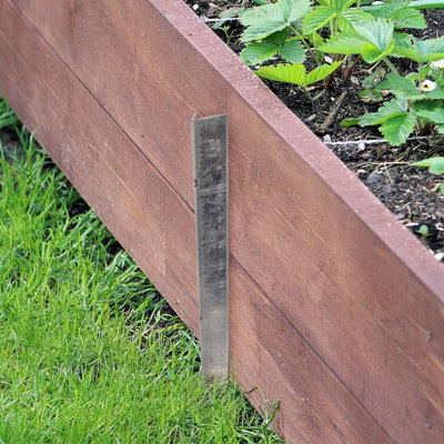 EAI Timber Border Sleeper Post Pin Bracket Edging Clip Decking Corner Bracket - 450mm - Galvanised Steel - Pack of 10