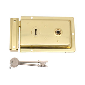 EAI Traditional Rim Sashlock - Surface Mounted Lock 156 x 106mm - Polished Brass