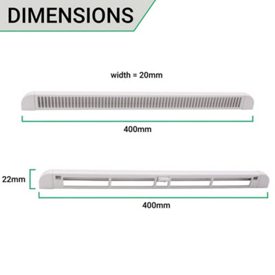EAI Trickle Window Slot Vent Easy Fitting Inside & Out - 400mm - 3180mm²EA - White