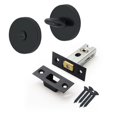 EAI Tubular Bathroom Deadbolt Kit - 101mm Case - 82mm Backset - Matt Black