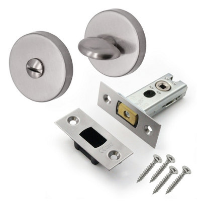 EAI Tubular Bathroom Deadbolt Kit - 101mm Case - 82mm Backset - Satin Stainless