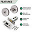 EAI Tubular Bathroom Deadbolt Kit - 101mm Case - 82mm Backset - Satin Stainless
