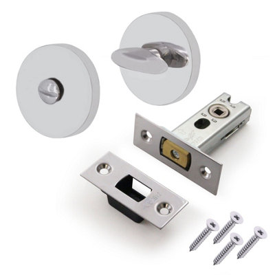 EAI Tubular Bathroom Deadbolt Kit - 64mm Case - 44mm Backset - Polished Stainless