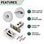 EAI Tubular Bathroom Deadbolt Kit - 64mm Case - 44mm Backset - Polished Stainless