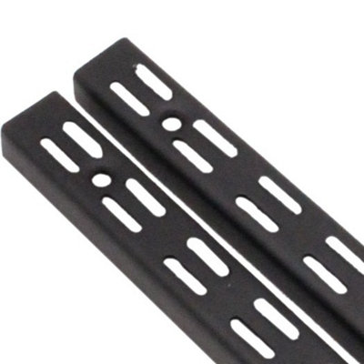 EAI Twin Slot Uprights 1000mm Black Pack of 2 - Genuine 32mm Twin Slot Ajustable Wall Shelving