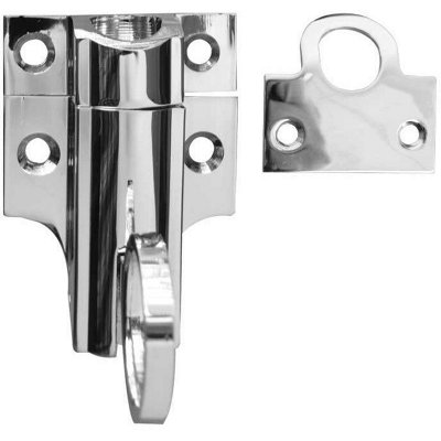 EAI Universal Fanlight Window Catch & Screws - 45mm - Polished Chrome