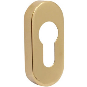 EAI - Upright Euro Escutcheon Oval Shaped Keyhole Cover - PVD Brass