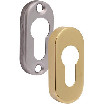 EAI - Upright Euro Escutcheon Oval Shaped Keyhole Cover - PVD Brass