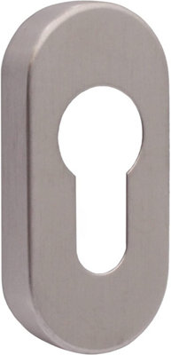 EAI - Upright Euro Escutcheon Oval Shaped Keyhole Cover - Satin Stainless Steel