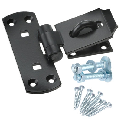 EAI - Vertical Hasp & Staple Heavy Duty Including Fixing Bolts & Screws - 6" - Black