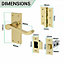 EAI - Victoria Scroll Lever on Backplate Latch Kit / Pack - 66mm Latch & 76mm Hinges - Polished Brass