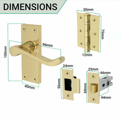 EAI - Victoria Scroll Lever on Backplate Latch Kit / Pack - 66mm Latch & 76mm Hinges - Polished Brass