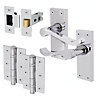 EAI - Victoria Scroll Lever on Backplate Latch Kit / Pack - 66mm Latch & 76mm Hinges - Polished Chrome