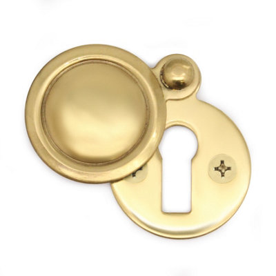 EAI Victorian Keyhole Covered Escutcheon - 34mm - Polished Brass