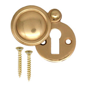 EAI Victorian Keyhole Covered Escutcheon - 34mm - Polished Brass