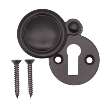 EAI Victorian Keyhole Covered Escutcheon for Front Doors - 34mm - Black