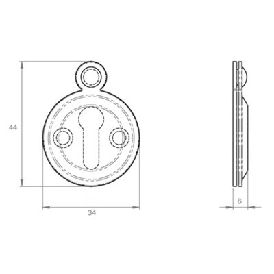 EAI Victorian Keyhole Covered Escutcheon for Front Doors - 34mm - Black