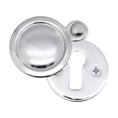 EAI Victorian Keyhole Covered Escutcheon for Front Doors 34mm Polished Chrome