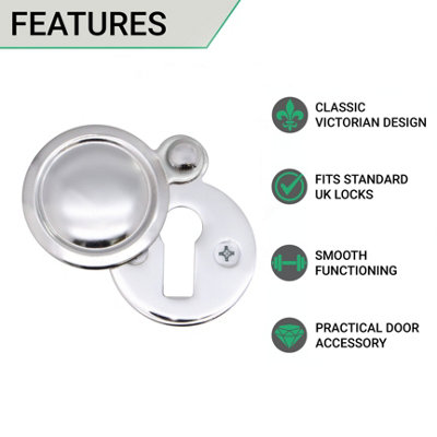 EAI Victorian Keyhole Covered Escutcheon for Front Doors 34mm Polished Chrome