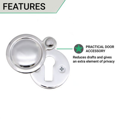 EAI Victorian Keyhole Covered Escutcheon for Front Doors 34mm Polished Chrome
