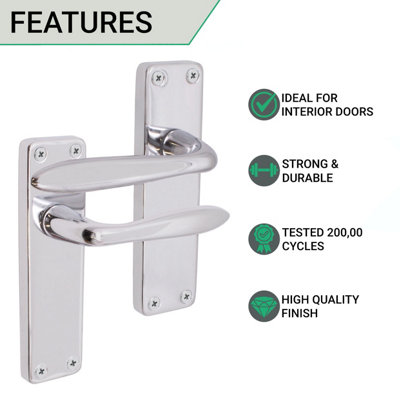 EAI - Victorian Lever Latch Handle for Internal Doors Sassari Pattern - 155 x 41mm - Polished Chrome