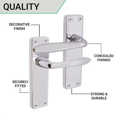 EAI - Victorian Lever Latch Handle for Internal Doors Sassari Pattern - 155 x 41mm - Polished Chrome