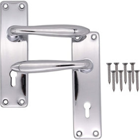 EAI - Victorian Lever Lock Handle for Internal Doors Sassari Pattern - 155 x 41mm - Polished Chrome