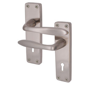 EAI - Victorian Lever Lock Handle for Internal Doors Sassari Pattern - 155 x 41mm - Satin Nickel