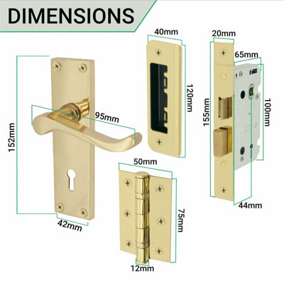EAI - Victorian Scroll Lever on Backplate Sash Lock Kit / Pack - 152mm x 42mm - Polished Brass