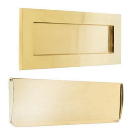 EAI Victorian Solid Brass Letter Plate & Tidy Set - 250x76mm - Polished Brass