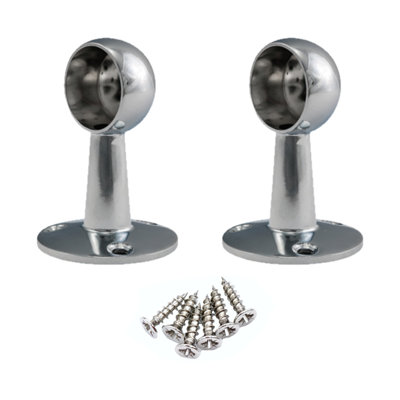 EAI - Wardrobe Rail - Drop End Bracket - 25mm - Chrome Plated - Pack of 2