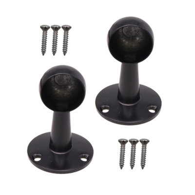 EAI - Wardrobe Rail - Drop End Bracket - 25mm - Matt Black - Pack of 2