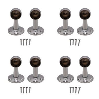 EAI - Wardrobe Rail - Drop End Bracket - Suit 25mm Diameter Rail - Polished Chrome  - Pack of 8