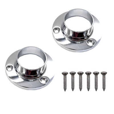 EAI - Wardrobe Rail - End Socket - 25mm - Polished Chrome - Pack of 2