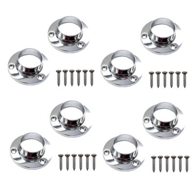 EAI - Wardrobe Rail - End Socket - 25mm - Polished Chrome - Pack of 4