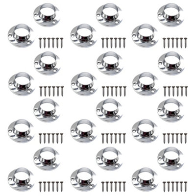 EAI - Wardrobe Rail Locking End Socket Suit - 25mm Diameter Rail - Polished Chrome - Pack of 12
