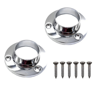EAI - Wardrobe Rail Locking End Socket Suit - 25mm Diameter Rail - Polished Chrome - Pack of 12