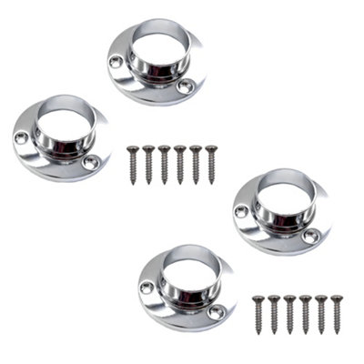 EAI - Wardrobe Rail Locking End Socket Suit - 25mm Diameter Rail - Polished Chrome - Pack of 2