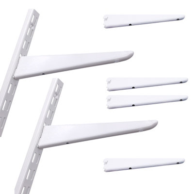 EAI - White Twin Slot 3 Shelf Kit Pack - 6 x Brackets & 2 x Uprights For 300mm Shelves