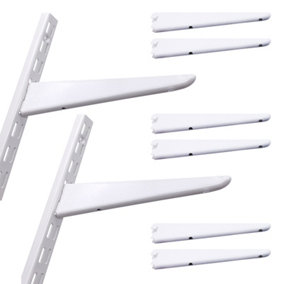 EAI - White Twin Slot 4 Shelf Kit Pack - 8 x Brackets & 2 x Uprights For 300mm Shelves