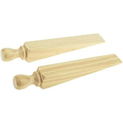 EAI  Wooden Door Wedge Stopper Traditional Victorian Pattern 210mm 8 Inch - Pack of 2 - Holds Open Holds Shut