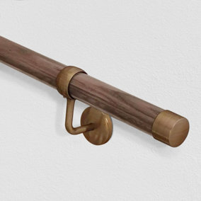 EAI - Wooden Handrail Kit - Interior Use - 3600mm - Ebony Effect Timber / Antique Brass
