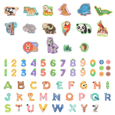 Early Kids Education Magnetic Sticker Set Animals Alphanumeric Fridge ...