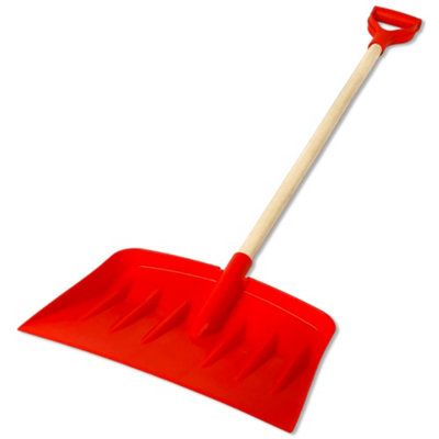 EarlyGrow 1.6m Snow Shovel with 42.5cm Wide Scoop and D Handle - Red