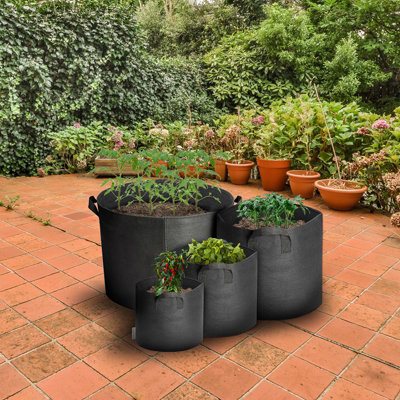 EarlyGrow 5-Pack 10 litres (3 US gallon) Fabric Plant Grow Bags Heavy Duty  Breathable Nonwoven