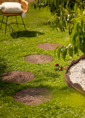 Earth brown Single size Cracked log Stepping stone - Pack of 1 - 7